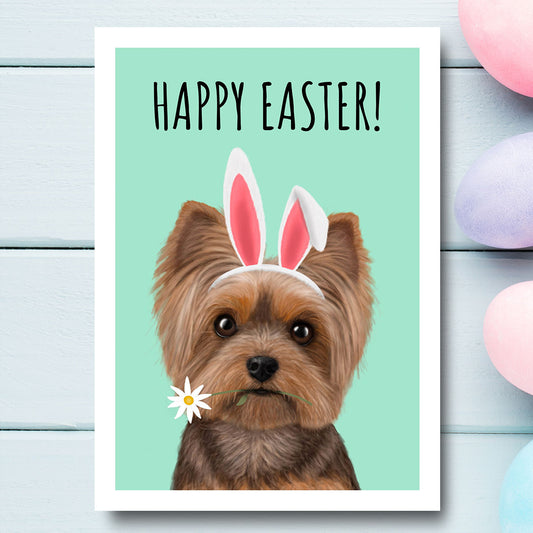Yorkshire Terrier Happy Easter Card