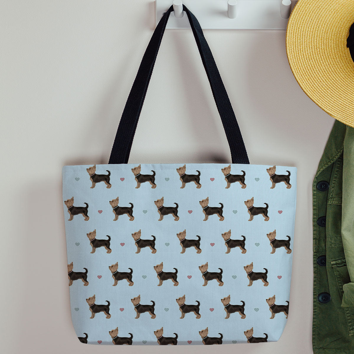 Yorkshire Terrier and Hearts Canvas Tote Bag