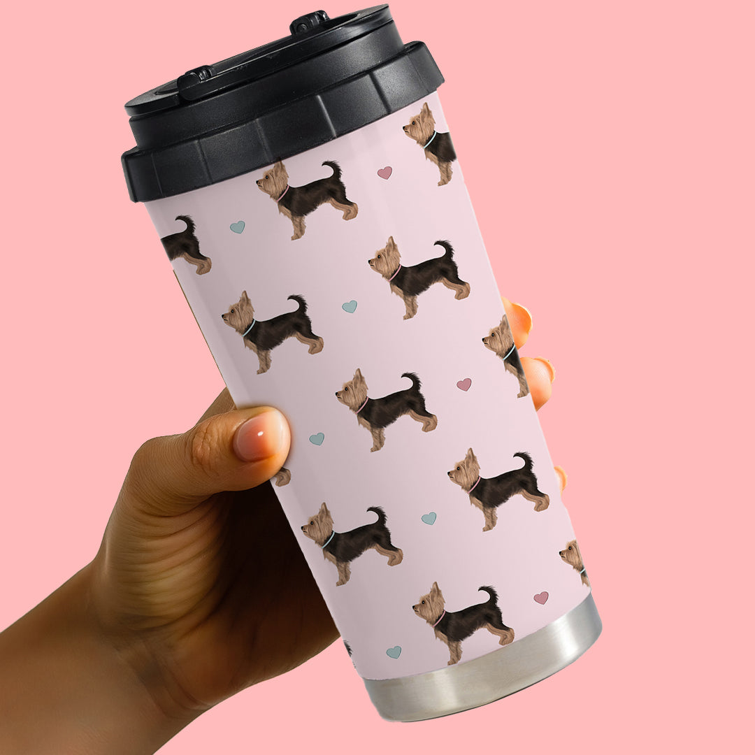 Yorkshire Terriers and Hearts Travel Mug