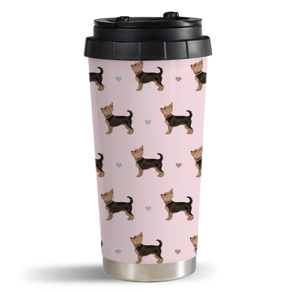 Yorkshire Terriers and Hearts Travel Mug