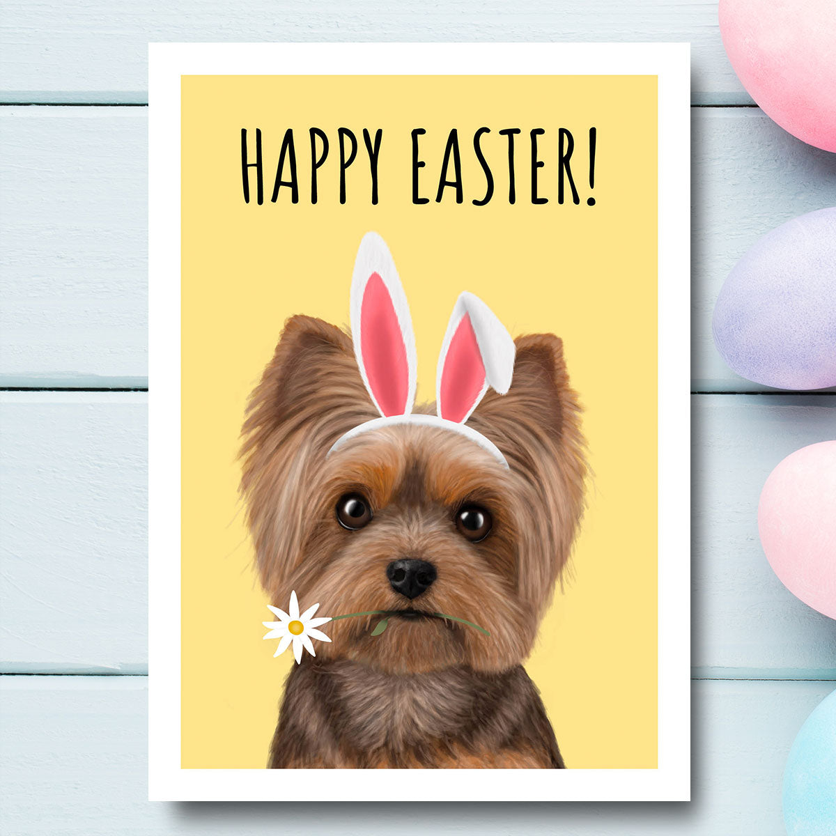 Yorkshire Terrier Happy Easter Card