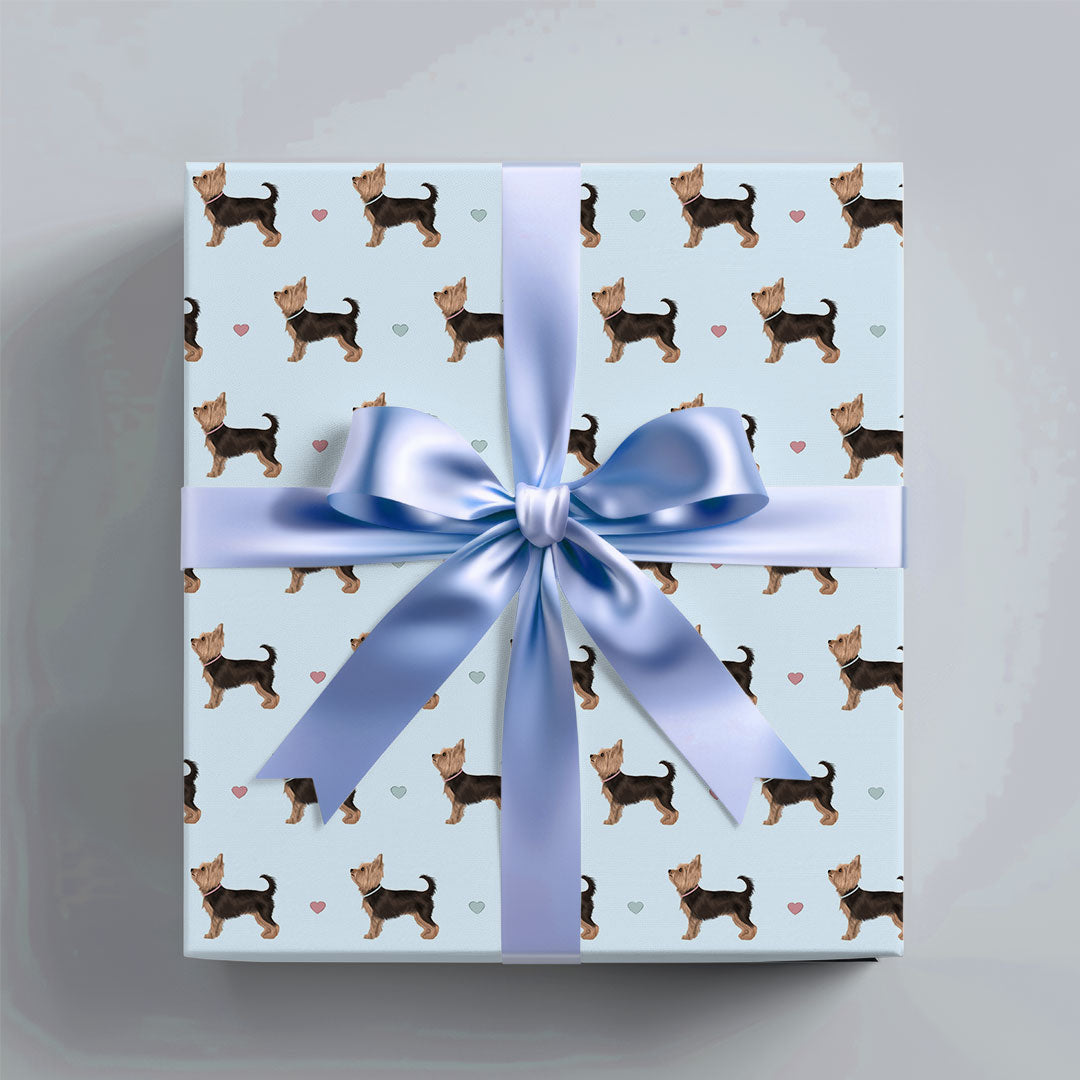 Yorkshire Terriers and Hearts Wrapping Paper