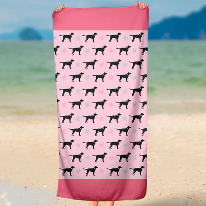 Black Labrador Summer Pattern Beach Towel