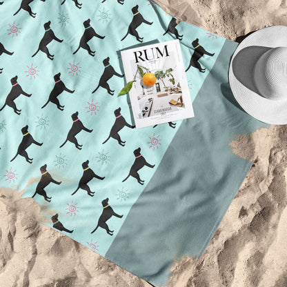 Black Labrador Summer Pattern Beach Towel