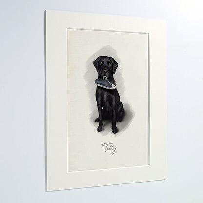 Personalised Black Labrador "I've got your shoe" - Mounted