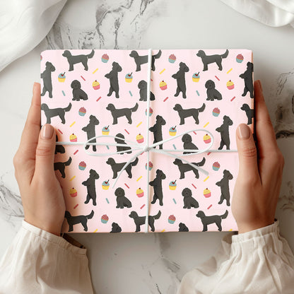 Black Cockapoos and Cupcakes Wrapping Paper