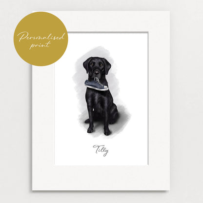 Personalised Black Labrador "I've got your shoe" - Mounted