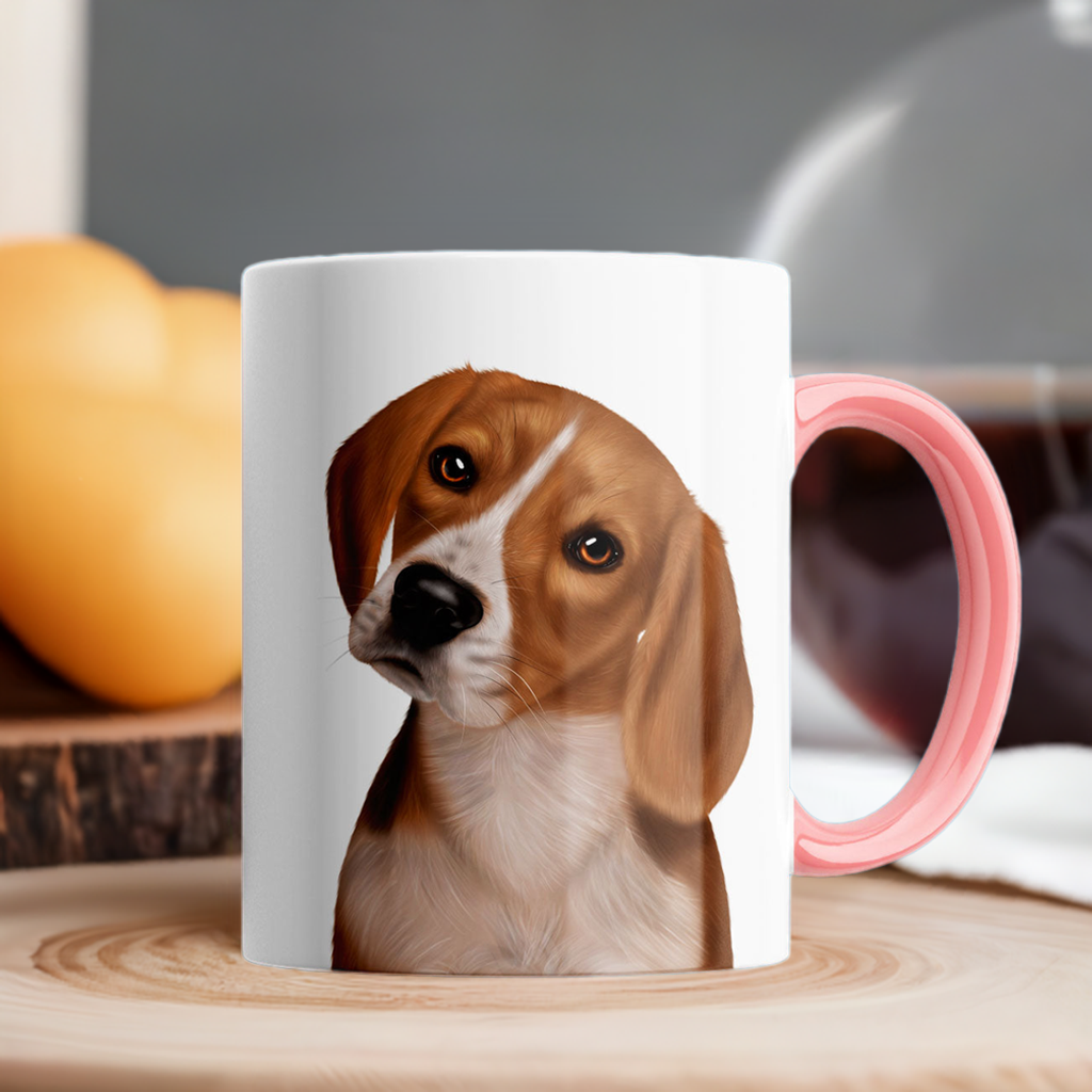 beagle portrait on a mug