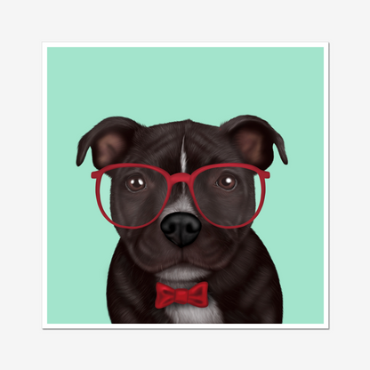 Staffordshire Bull Terrier in Glasses Digital Download