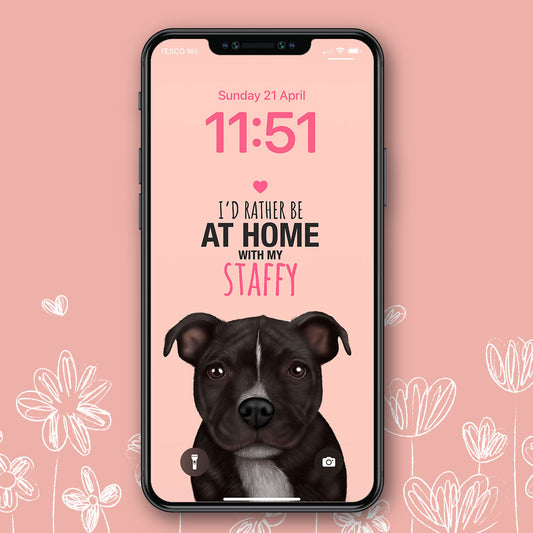 Home with my Staffy Phone Wallpaper