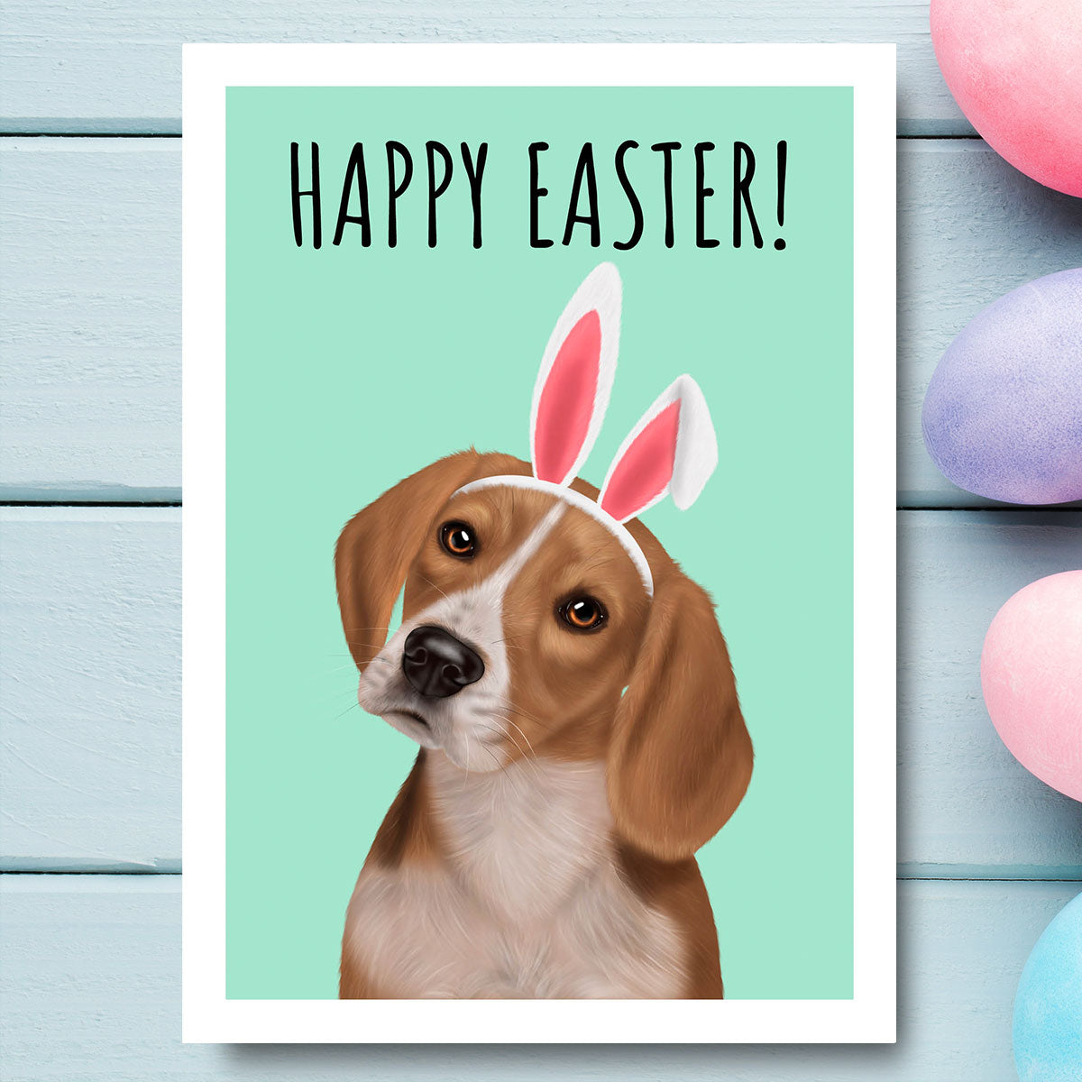 Beagle Happy Easter Card