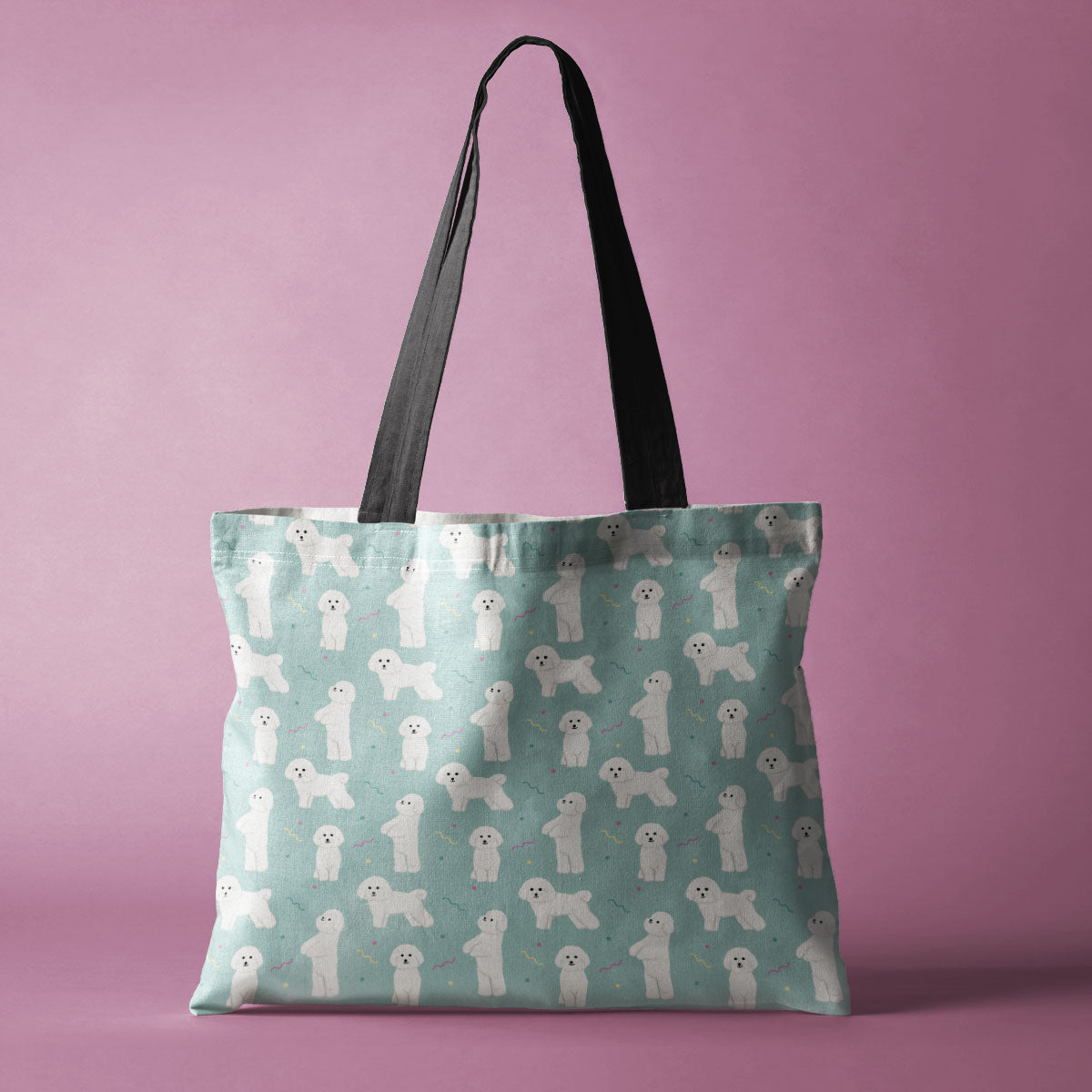 Bichon Frise Pattern Canvas Tote Bag