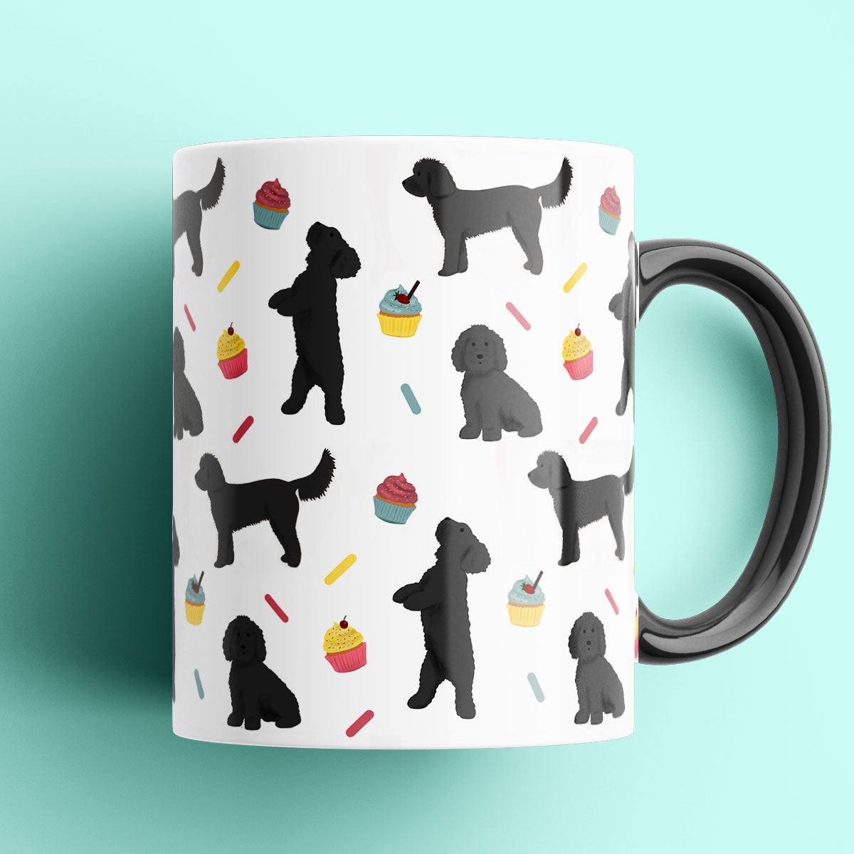 Black Cockapoos and Cupcakes Patterned Mug