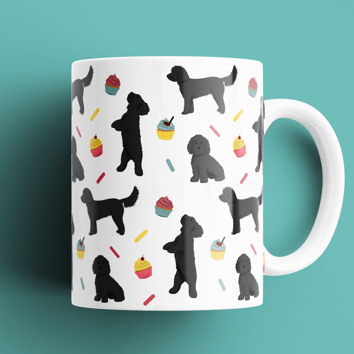 Black Cockapoos and Cupcakes Patterned Mug