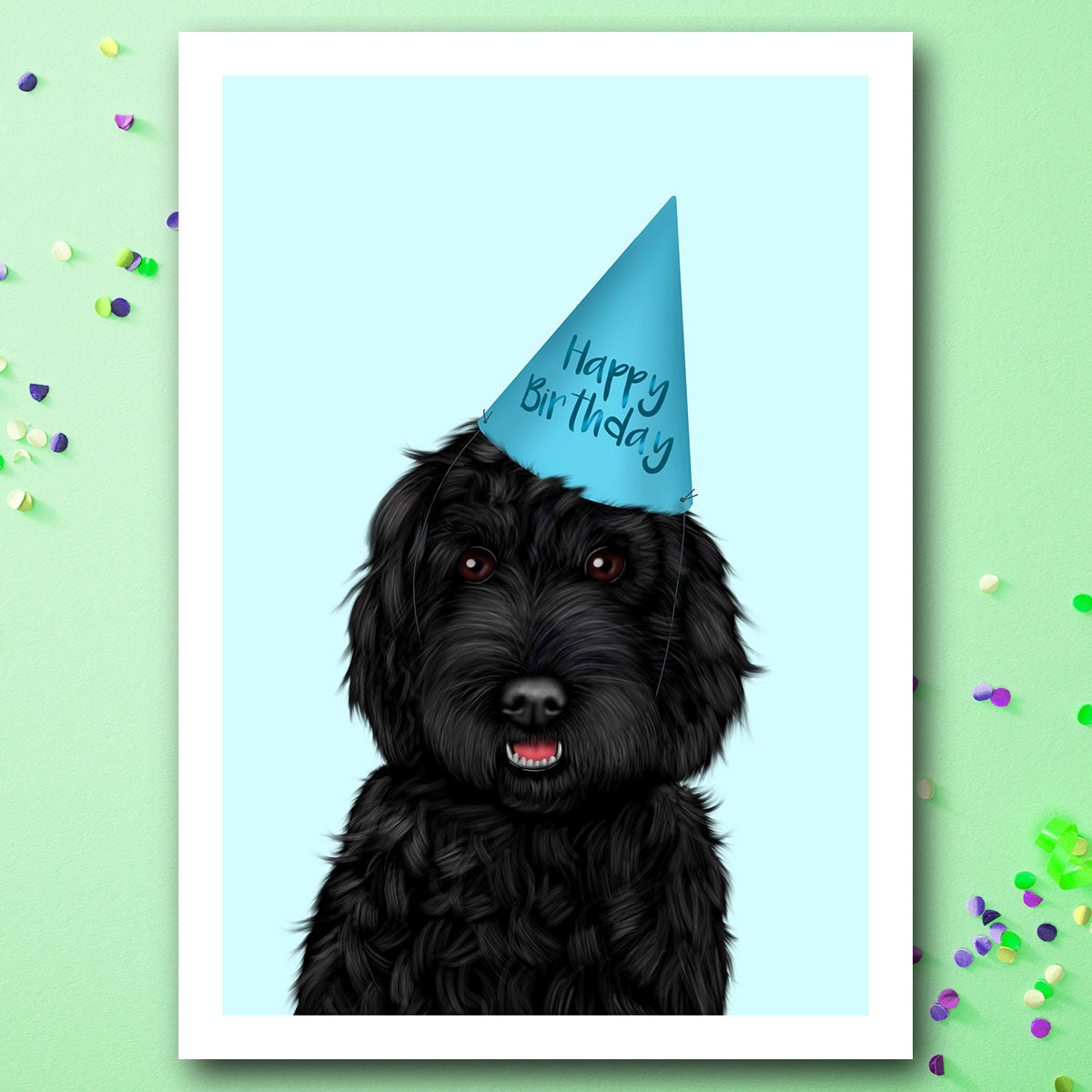 Black Cockapoo Birthday Card