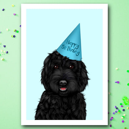 Black Cockapoo Birthday Card