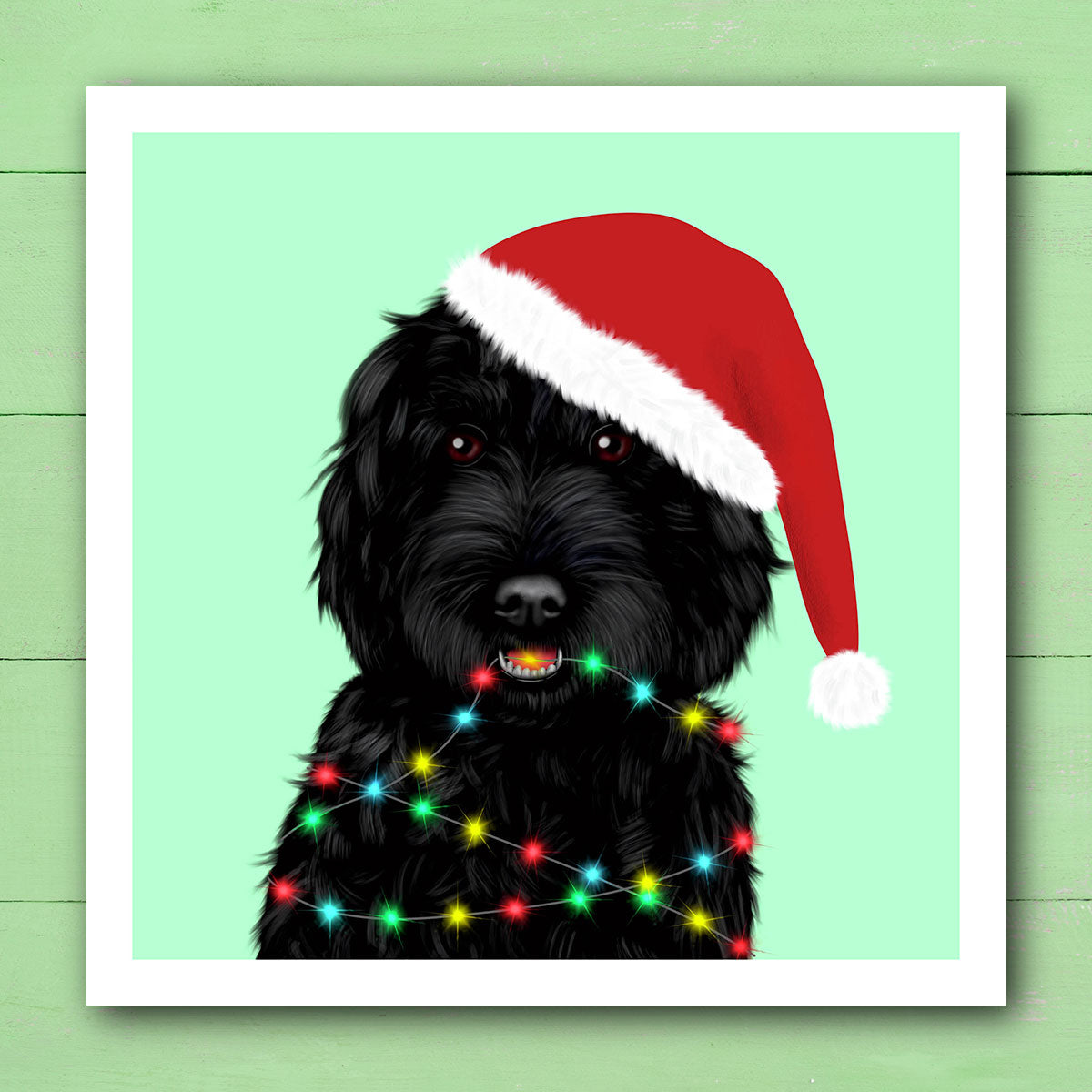 Black Cockapoo in Santa Hat