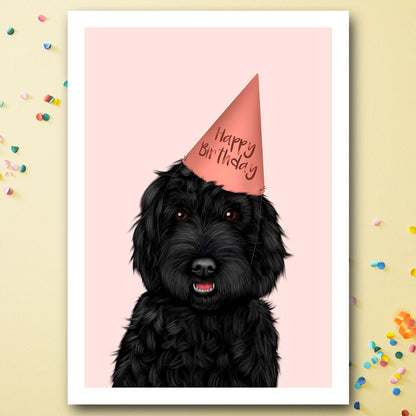 Black Cockapoo Birthday Card