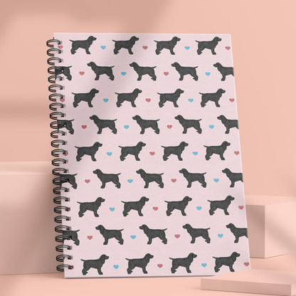 Black Cocker Spaniels and Hearts Patterned Notebook