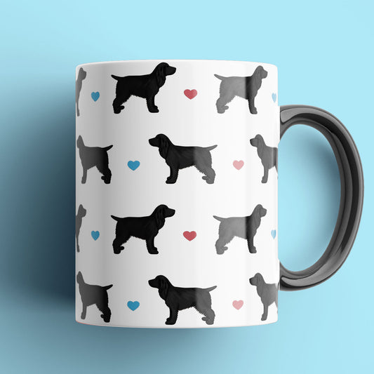 Black Cocker Spaniels and Hearts Patterned Mug