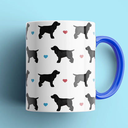 Black Cocker Spaniels and Hearts Patterned Mug