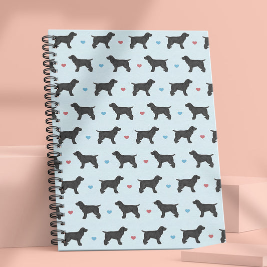 Black Cocker Spaniels and Hearts Patterned Notebook
