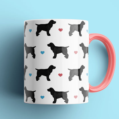 Black Cocker Spaniels and Hearts Patterned Mug
