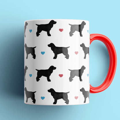 Black Cocker Spaniels and Hearts Patterned Mug