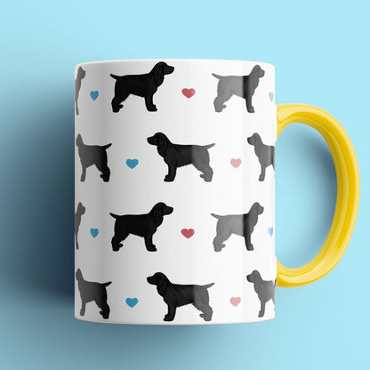 Black Cocker Spaniels and Hearts Patterned Mug