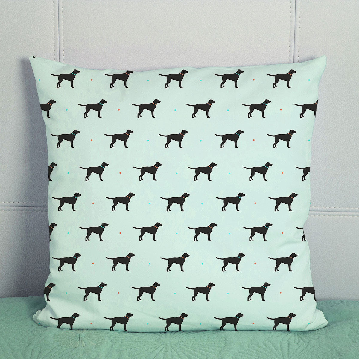 Black Labrador Pattern Cushion