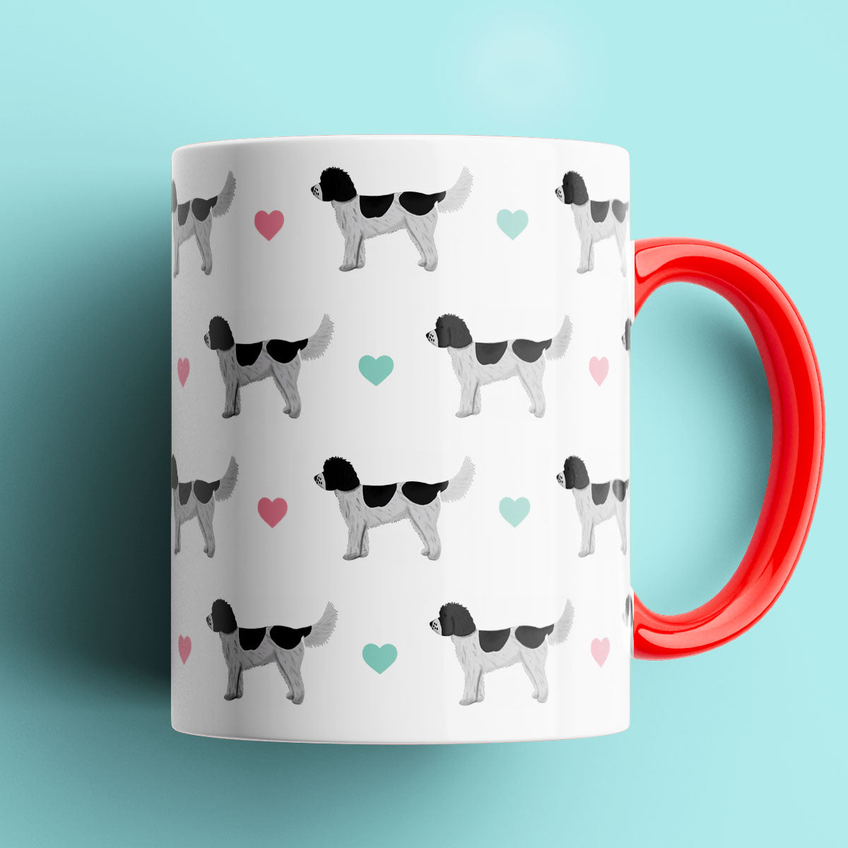 Black and White Cockapoos and Hearts Patterned Mug