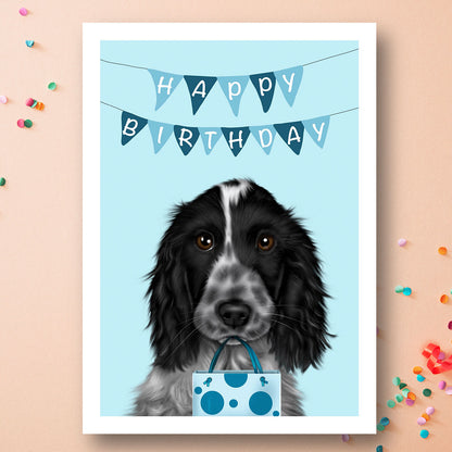 Blue Roan Cocker Spaniel Birthday Card