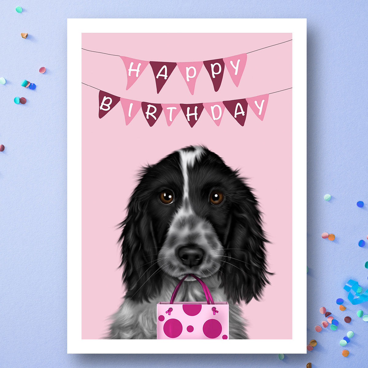 Blue Roan Cocker Spaniel Birthday Card