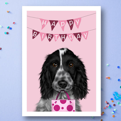 Blue Roan Cocker Spaniel Birthday Card