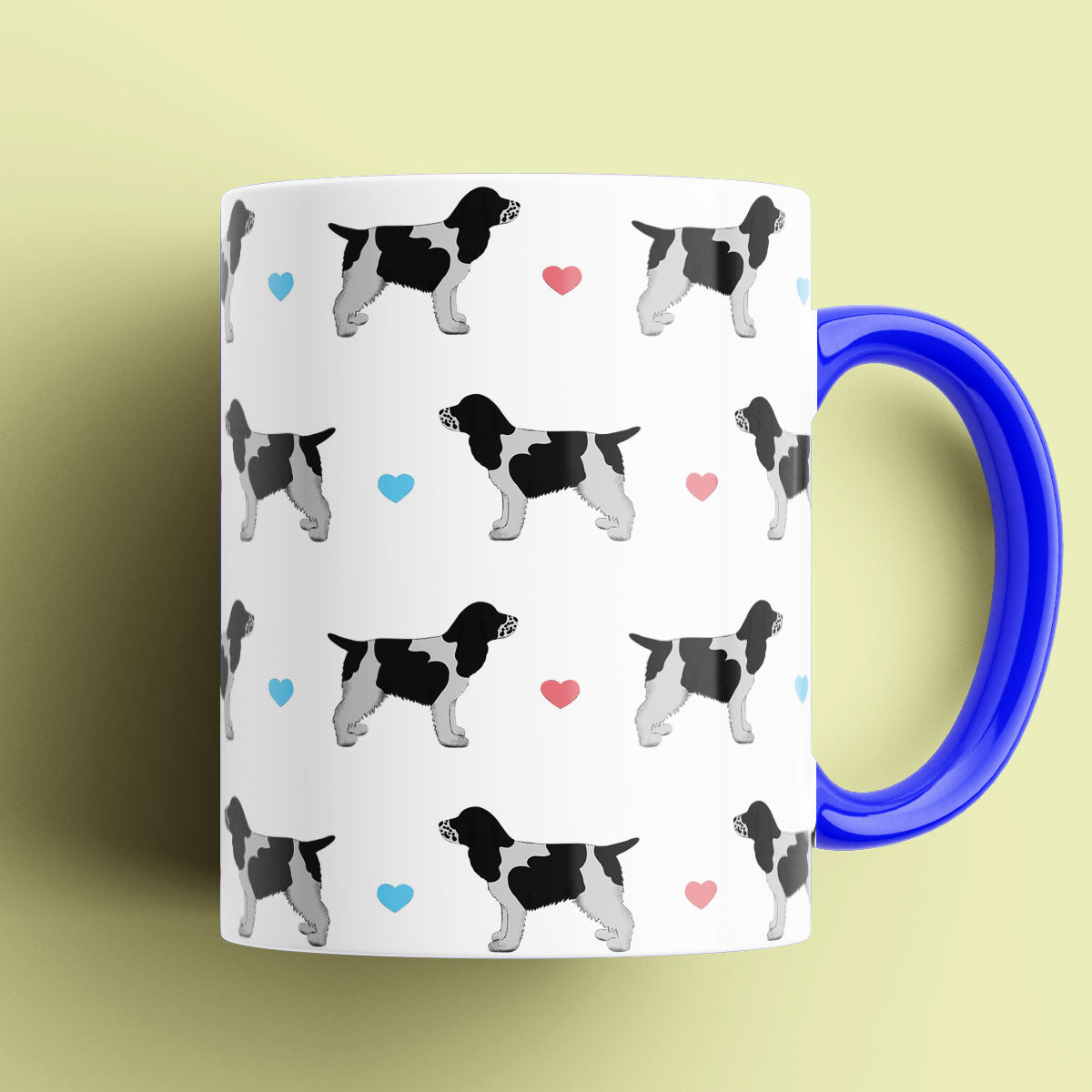 Blue Roan Cocker Spaniel and Hearts Patterned Mug