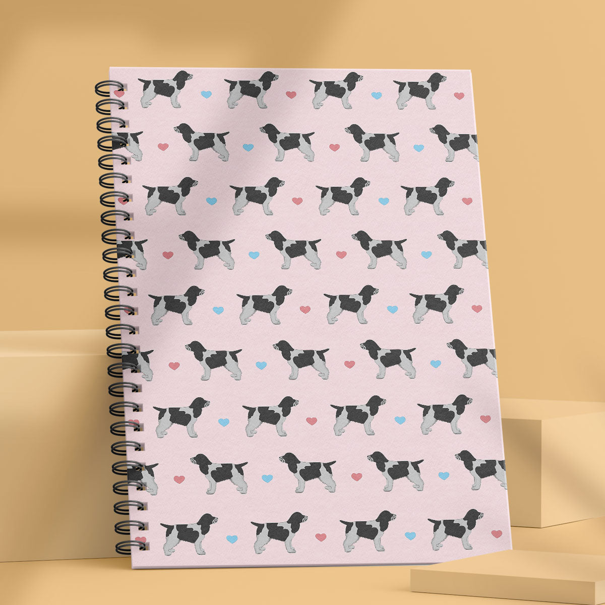 Blue Roan Cocker Spaniels and Hearts Patterned Notebook