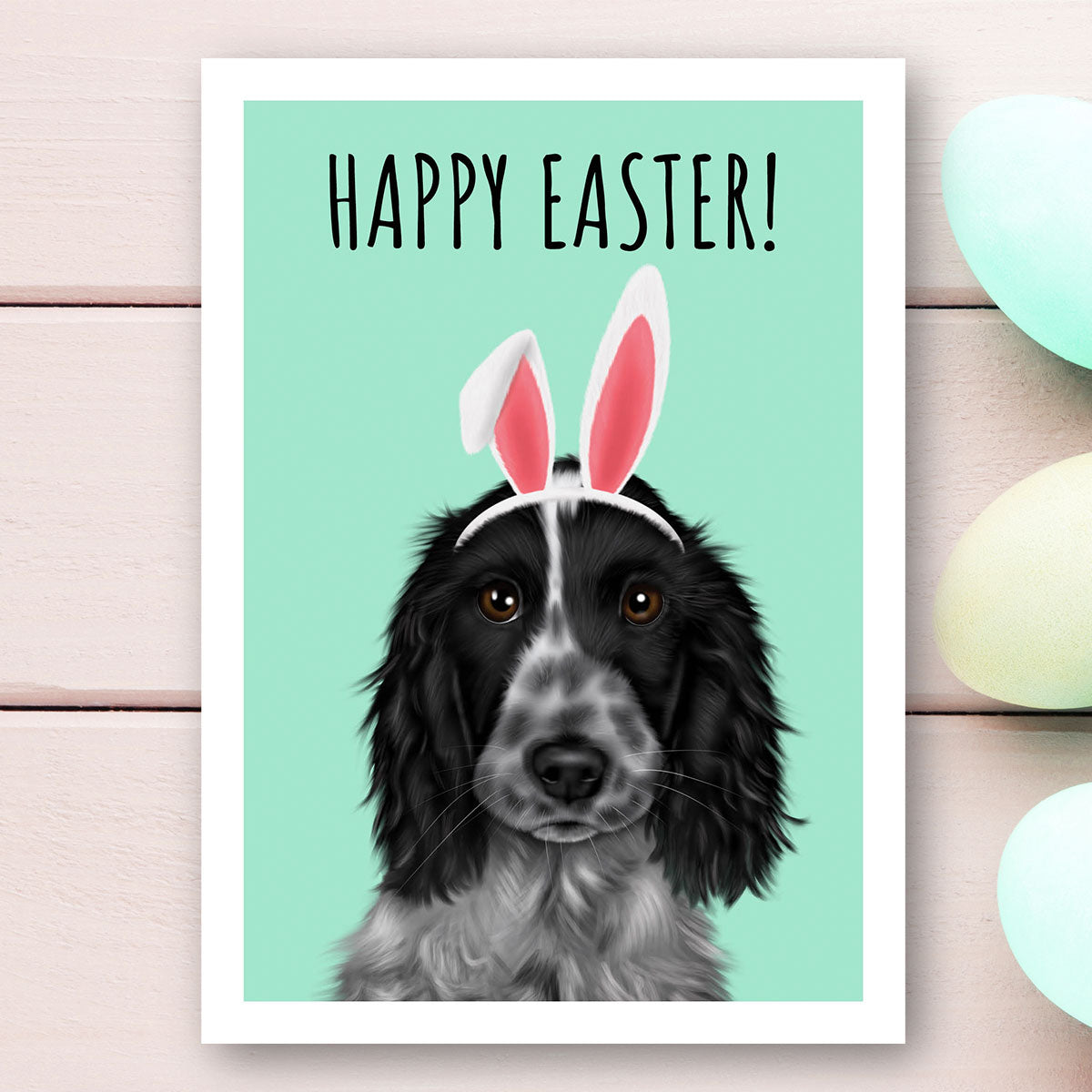 Blue Roan Cocker Spaniel Happy Easter Card