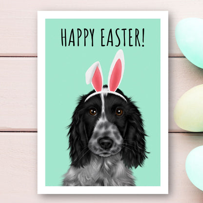 Blue Roan Cocker Spaniel Happy Easter Card