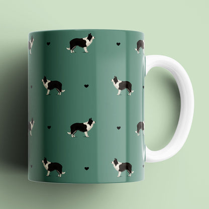 Border Collie With Hearts Pattern Mug