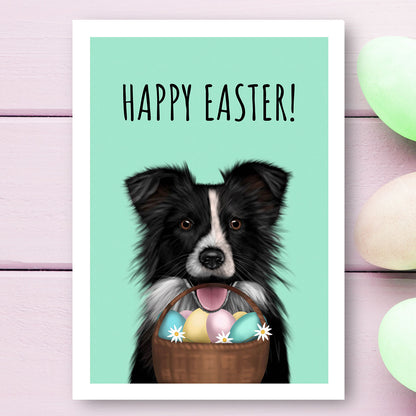 Border Collie Happy Easter Card