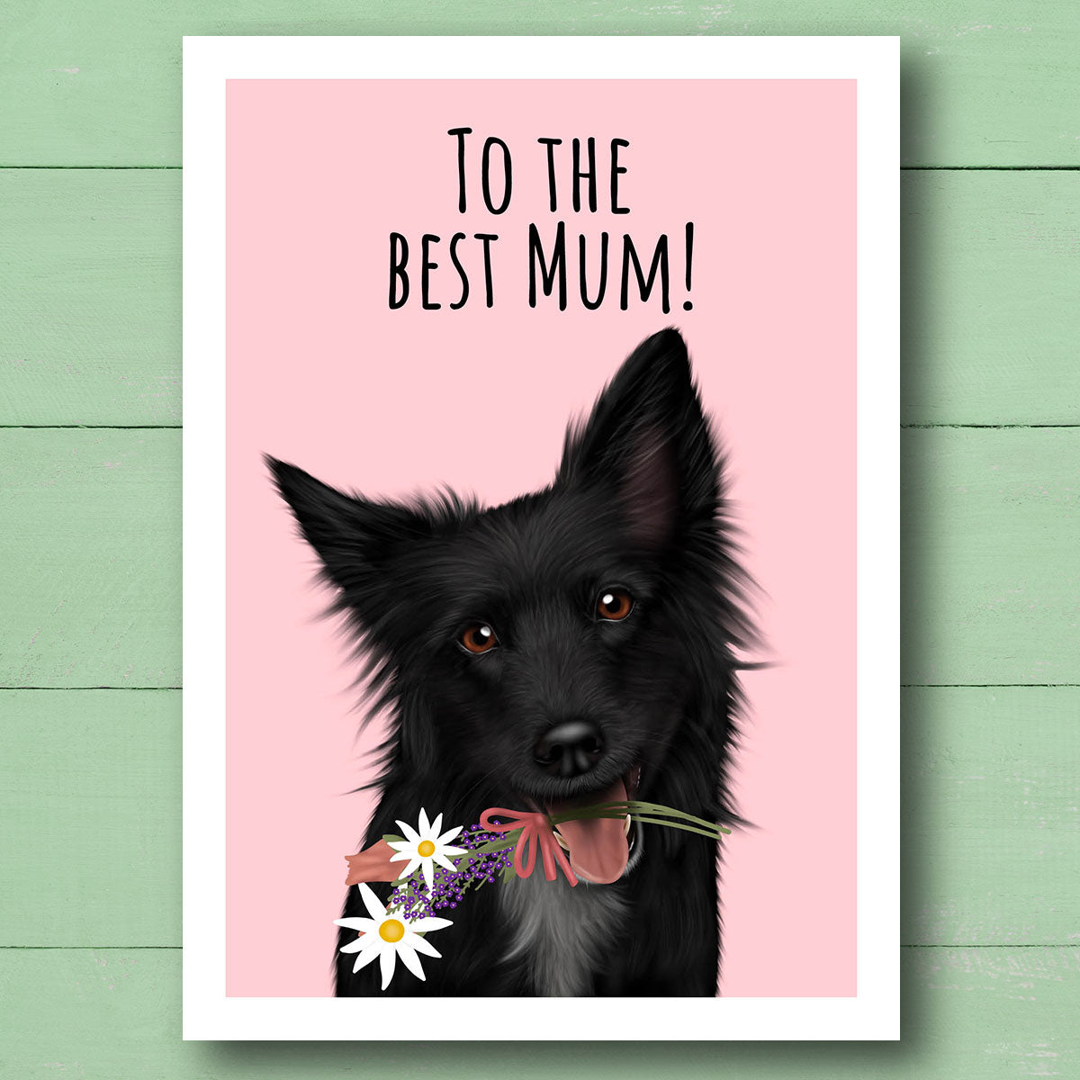 Black Border Collie Best Mum Card