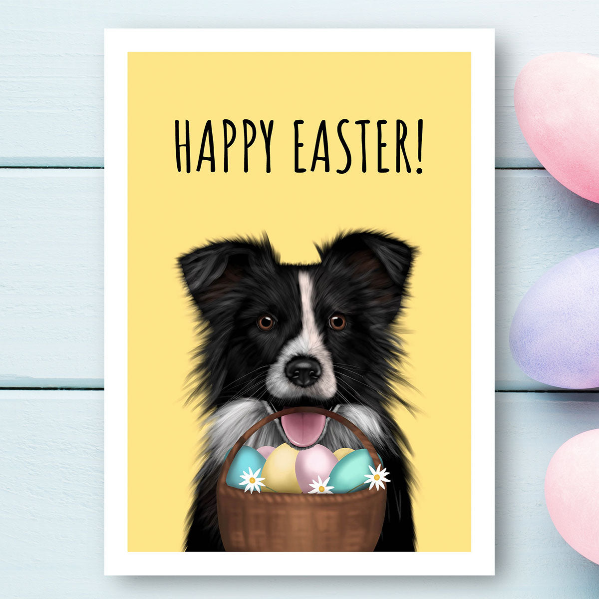 Border Collie Happy Easter Card