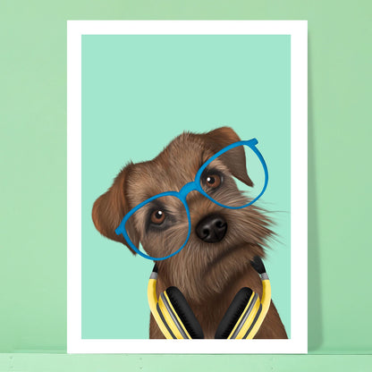 Border Terrier in Glasses Card