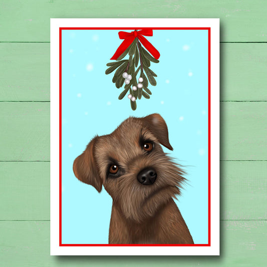 Border Terrier under Mistletoe