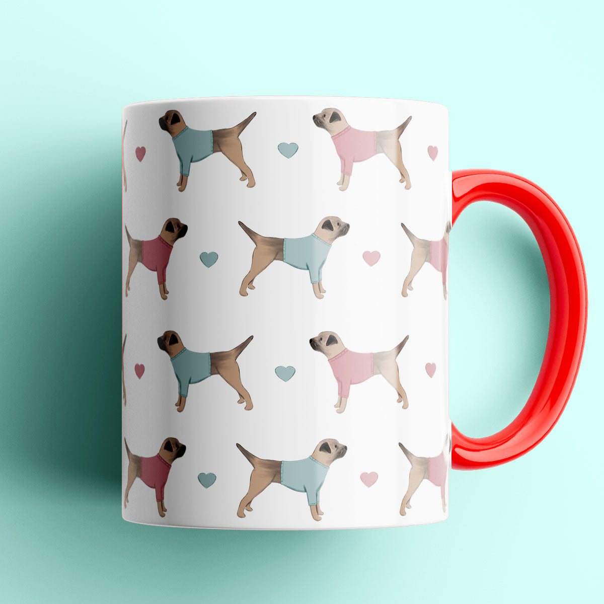 Border Terriers and Hearts Patterned Mug