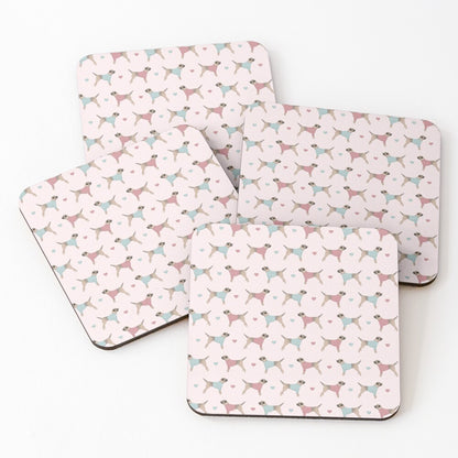 Border Terriers and Hearts Drinks Coaster