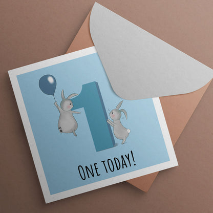 Bunny First Birthday Card