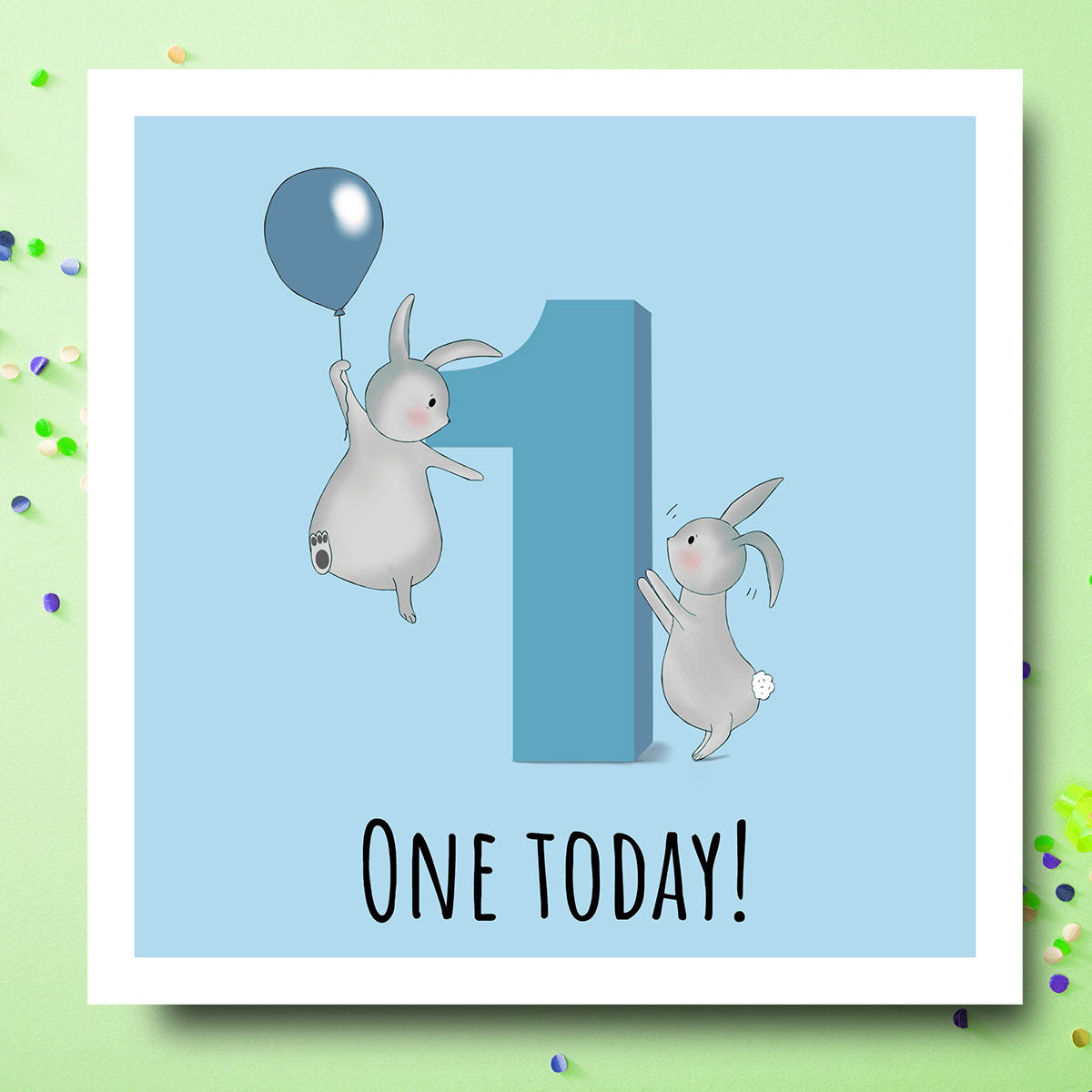 Bunny First Birthday Card