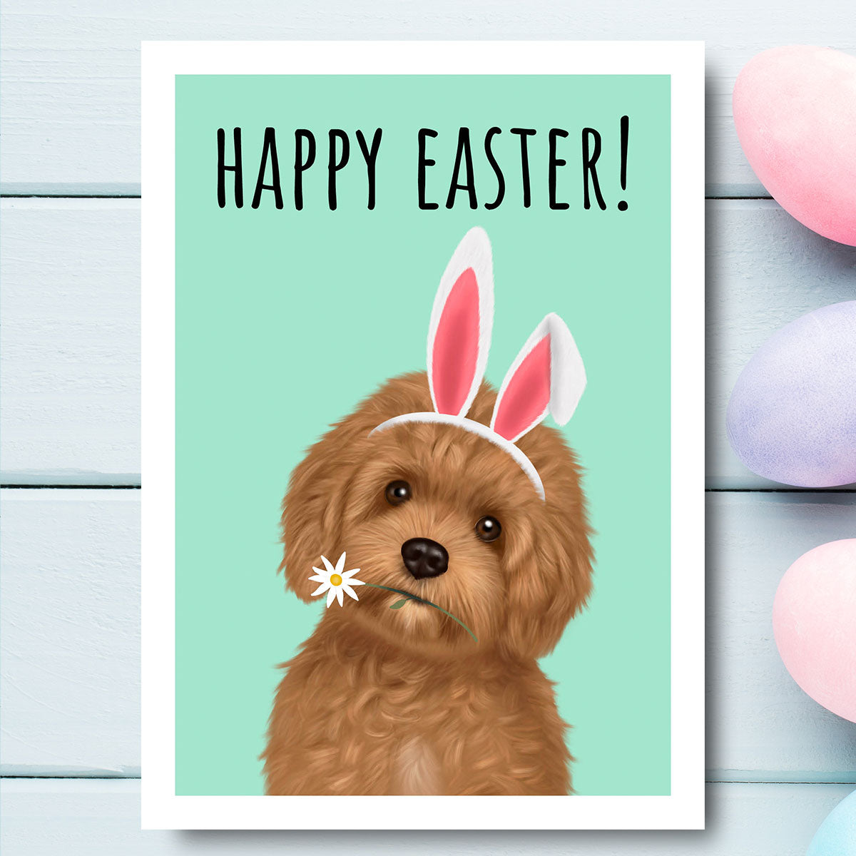 Cavapoo Happy Easter Card