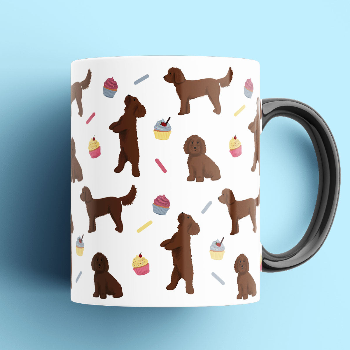 Chocolate Cockapoos and Cupcakes Patterned Mug